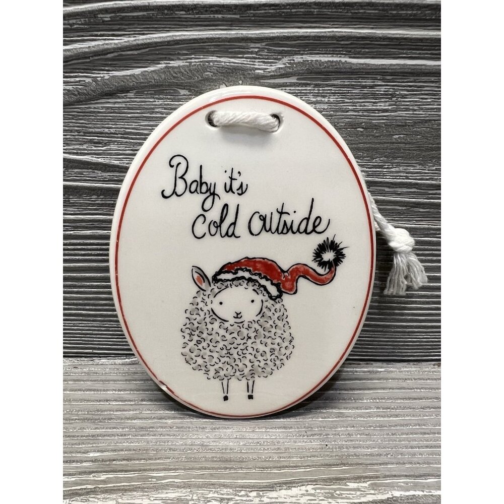 Tawnya Norton Santa Sheep Christmas Ornament Baby It’s Cold Outside 4” NWT